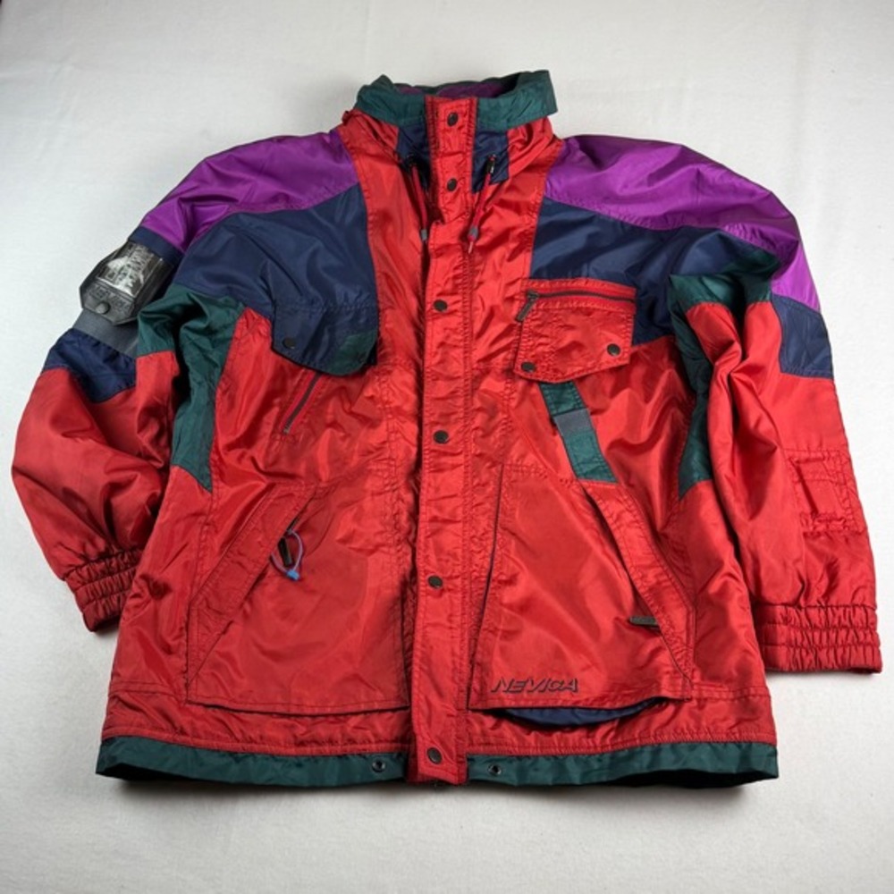 Nevica Ski Vintage Jacket‎ Colorblock Snowboard Hidden Hood Size 42